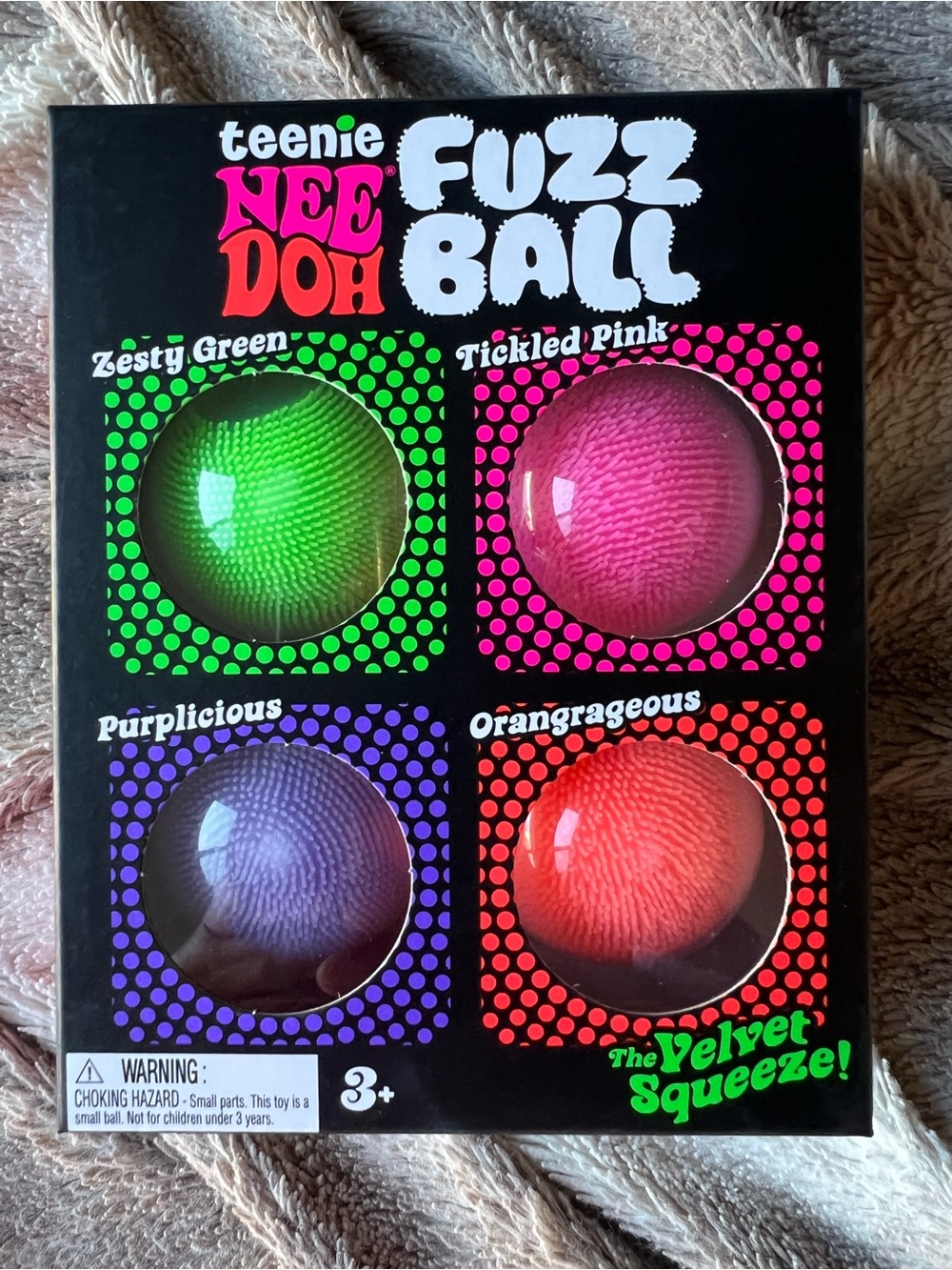 teenie NEE DOH Fuzz Ball Kids Pack - Green, Pink, Purple, Orange